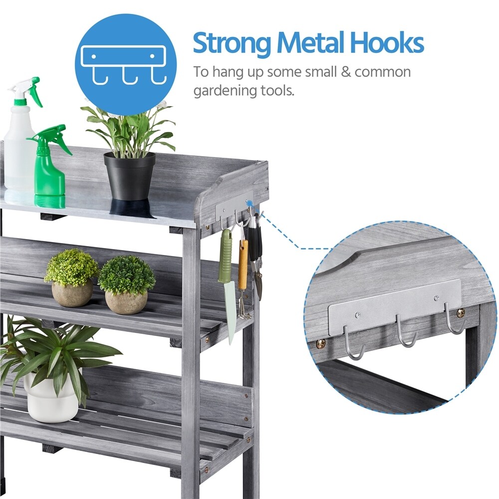 Yaheetech Outdoor Potting Bench Table Station with Storage Shelf