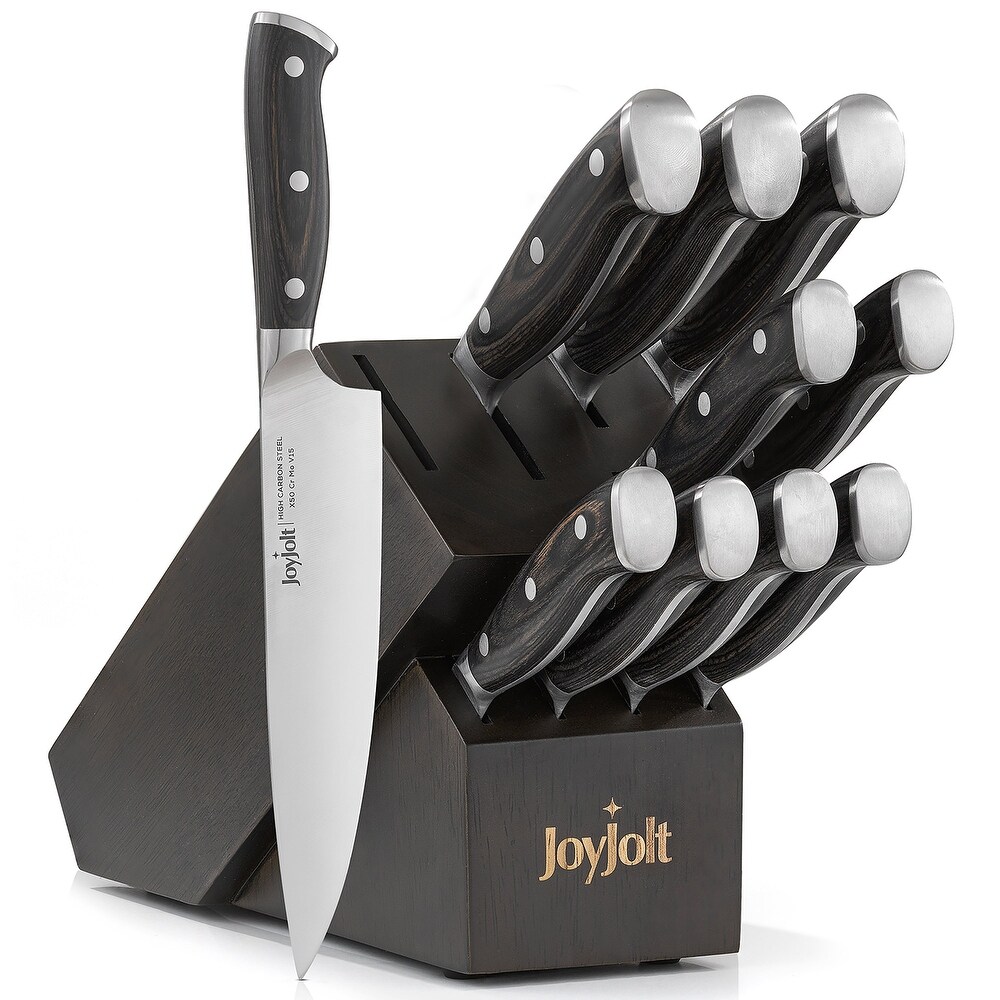 JoyJolt 11 Piece Assorted Knife Block Set High Carbon Steel Kitchen Knife   Stainless Steel