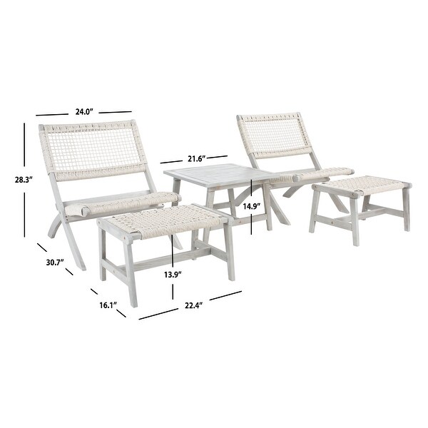 SAFAVIEH Casella Acacia/ Rope Outdoor Chair and Table Set