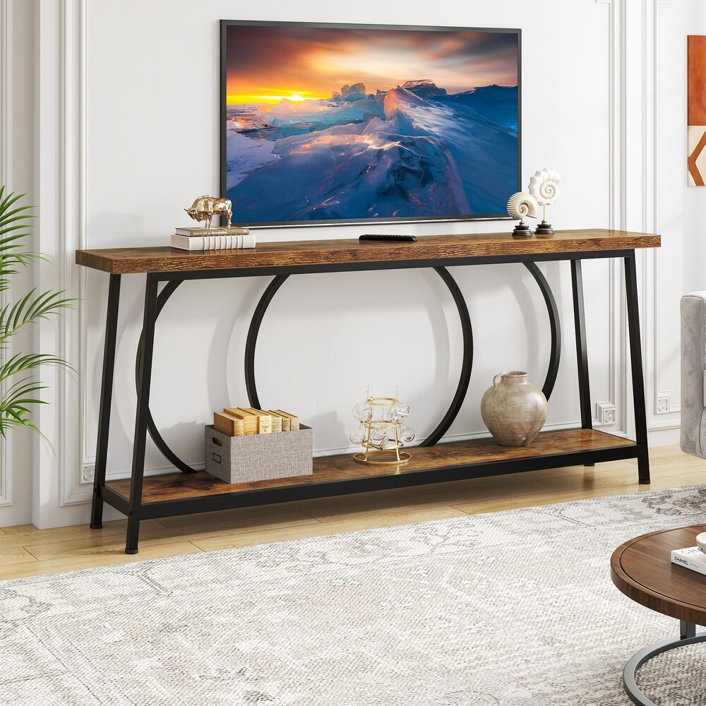 70.9 Inch Extra Long Narrow Sofa Console Table with Metal Frame for Entryway Living Room