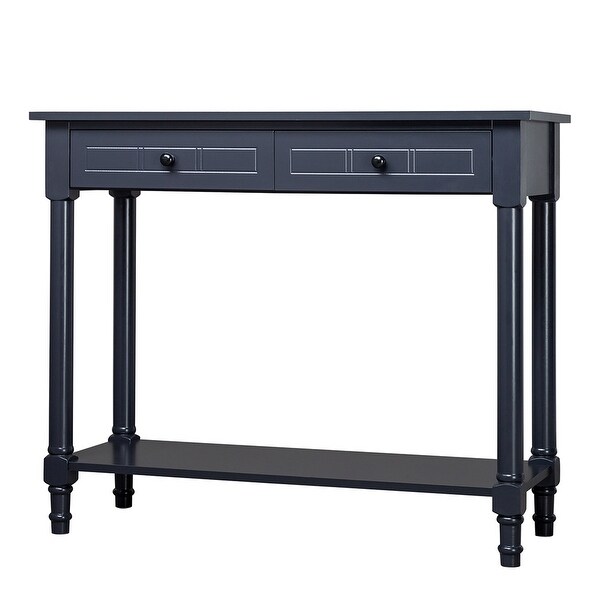 2-Tier Console Table with 2 Drawers， Sofa Table with Storage Shelves