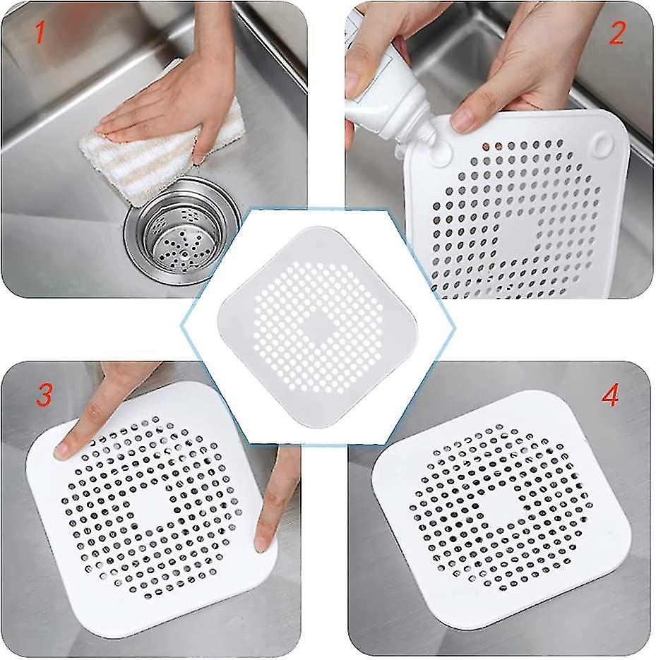 2pcs Silicone Drain Protector，with Suction Cupkitchen And Bathroom Sink Strainer14*14cm