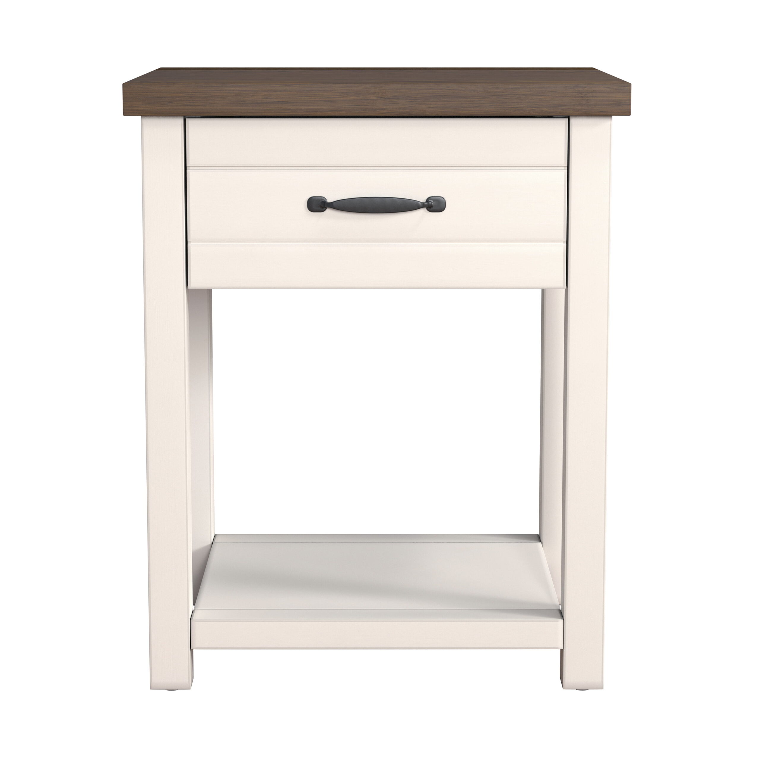 Lancaster Farmhouse Oak Top 1 Drawer Nightstand， Set of 2， Ivory