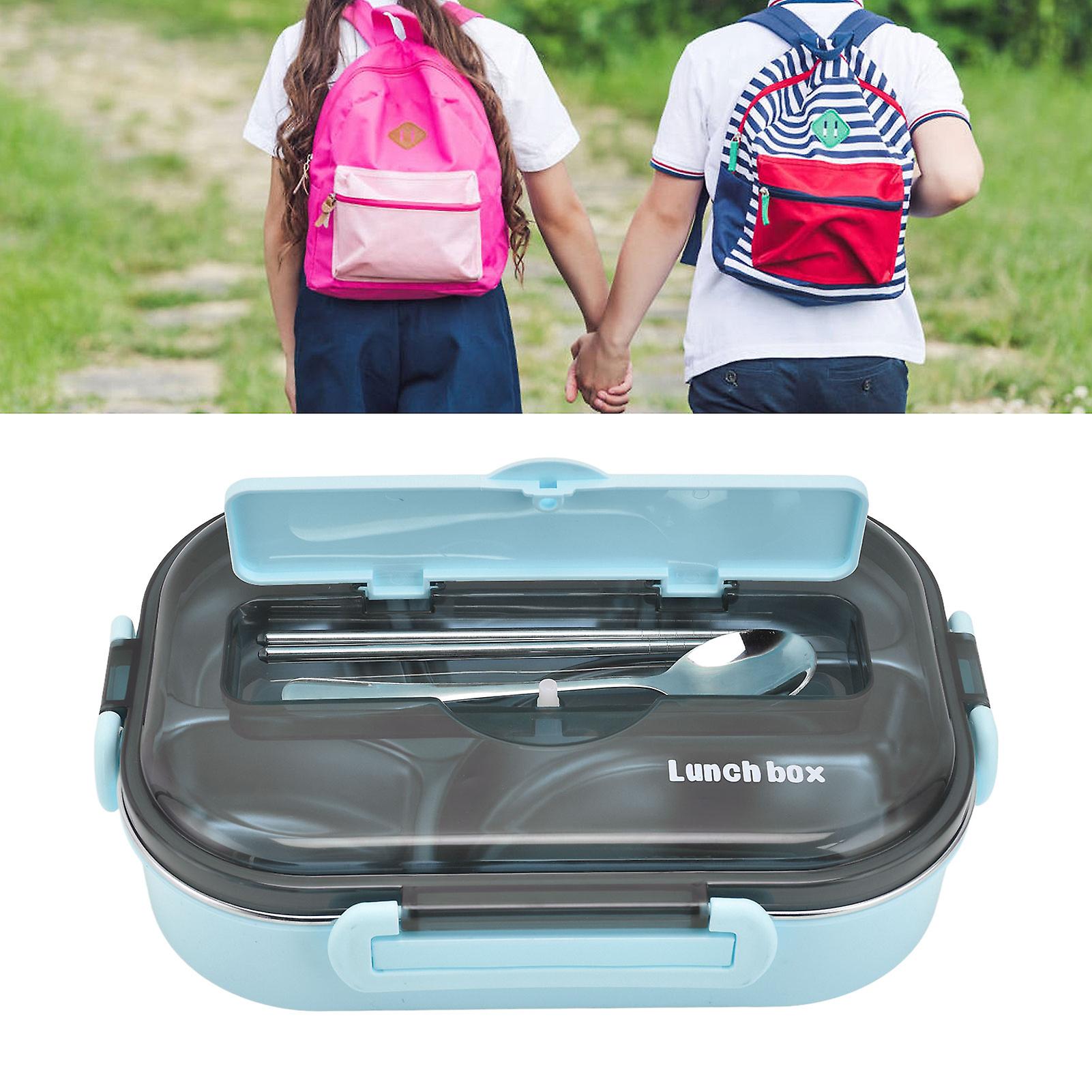 Thermal Lunch Box， 5 Compartments Lunch Box Portable Lunch Warmer Stainless Steel  With Chopsticks Spoon  For Home School1.3l[blue [send Chopsticks Sp