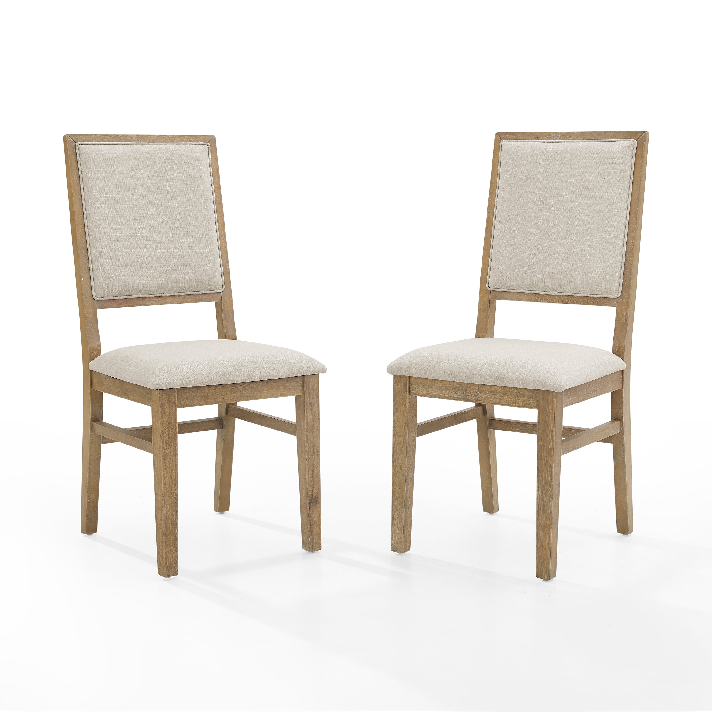 Joanna 2Pc Upholstered Back Chair Set Rustic Brown /Creme - 2 Upholstered Chairs