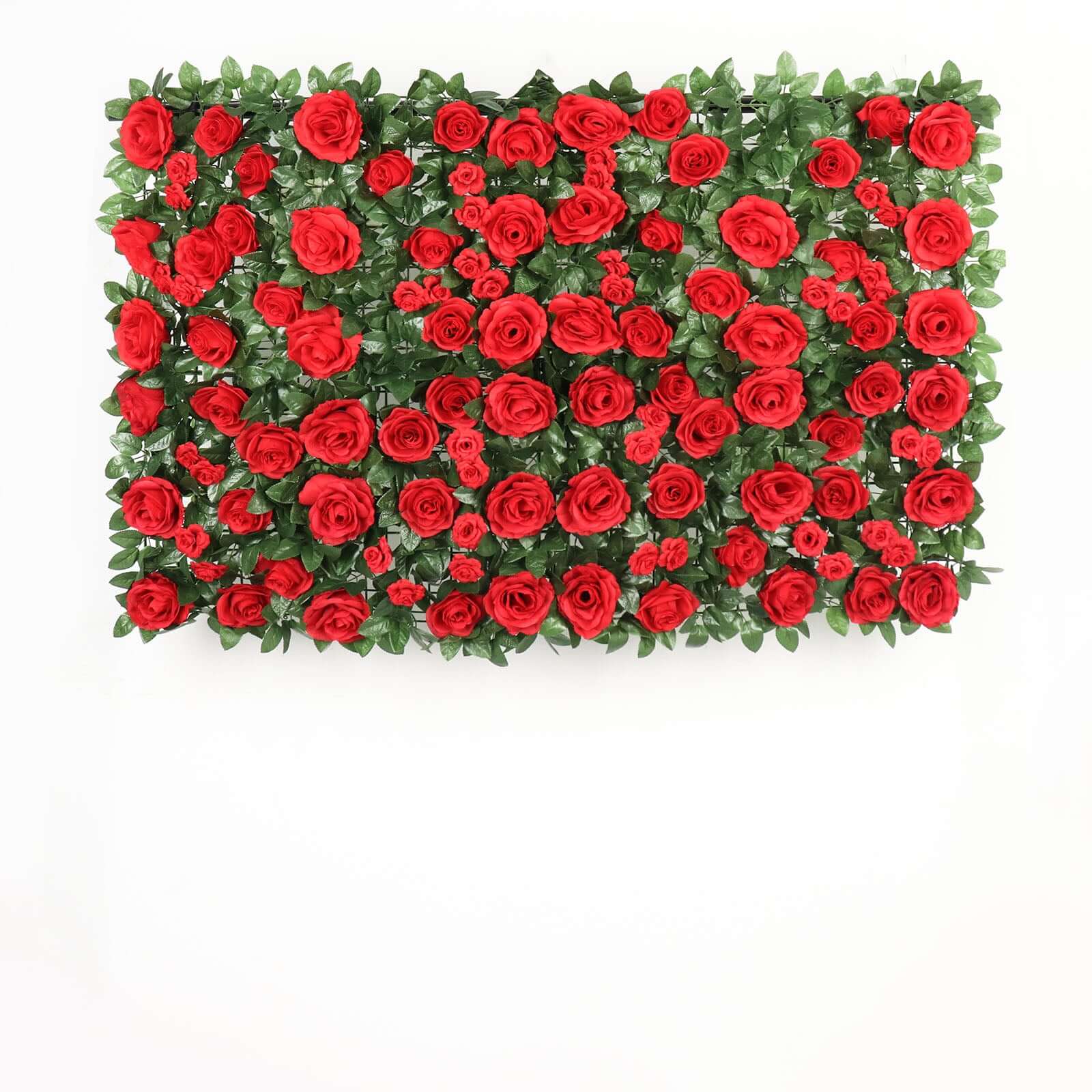 Easy-Install Red Silk Rose Flower Mat Wall Panel Backdrop 3 Sq ft.