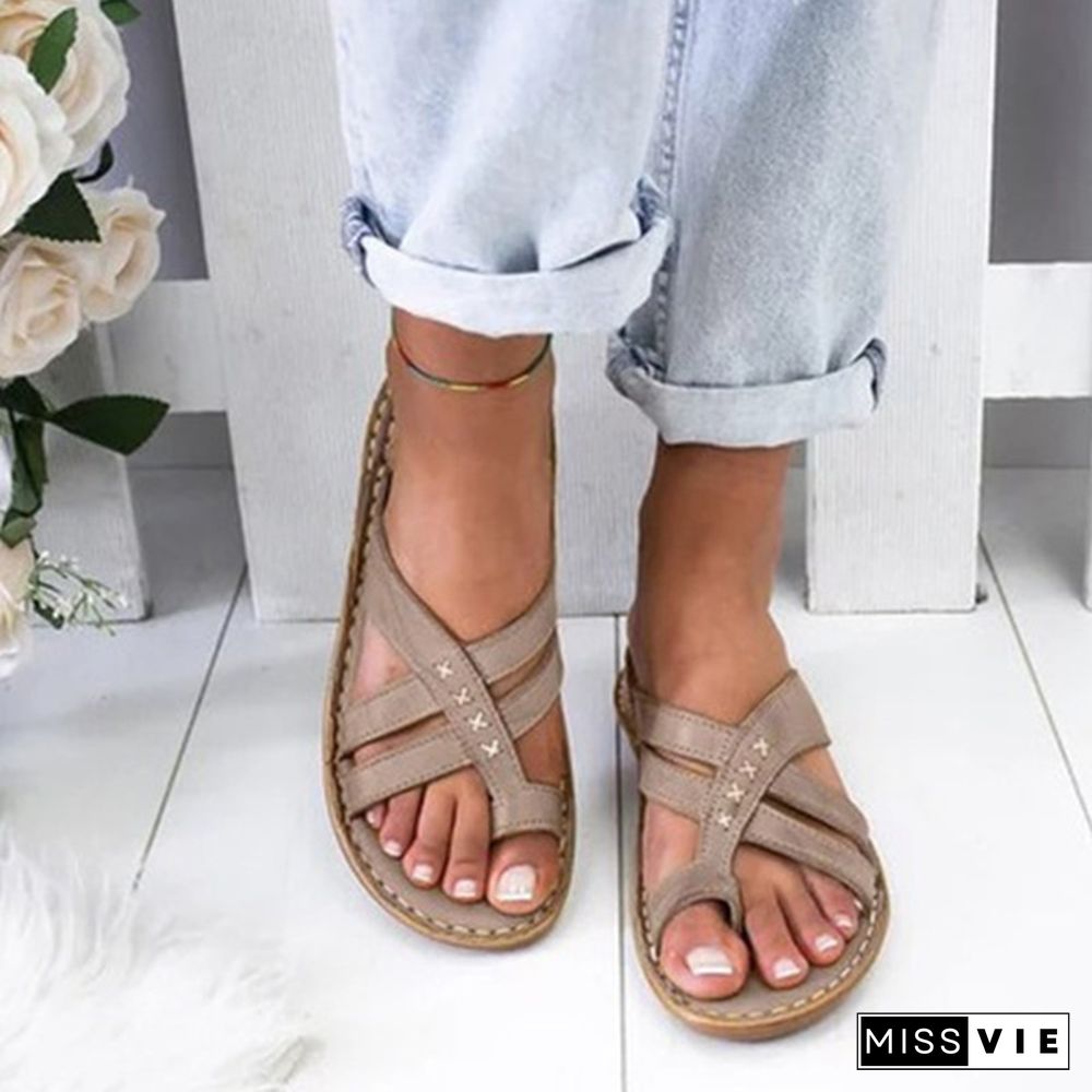 Summer Sandals Women Comfy Slippers Roman Leather Wedge Sandals Low Heels Beach Shoes Casual Flip Flops Sandalia Feminina