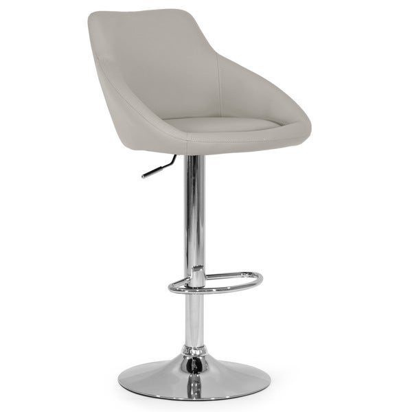 Set of 2 Alani Ashy Grey Adjustable Height Swivel Barstool in Faux Leather