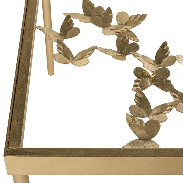 Rosalia Butterfly Coffee Table Gold tempered Glass Safavieh