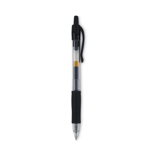 Pilot G2 Premium Retractable Gel Pen， 0.38mm， Black Ink， Clear/Black Barrel， Dozen (31277)