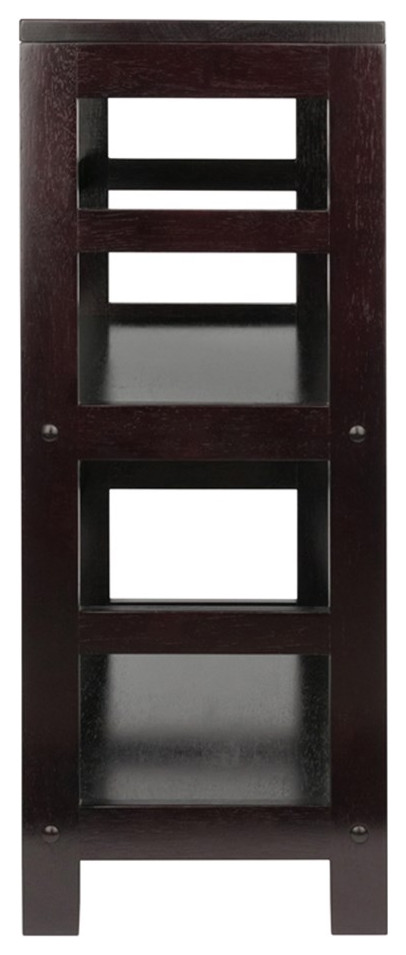 Winsome Torino 2 Shelf Solid Wood Basket Bookcase in Espresso and Chocolate   Transitional   Bookcases   by Homesquare  Houzz