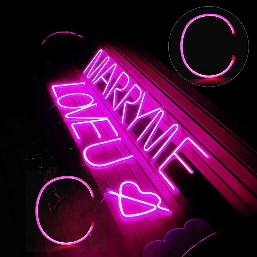 Unique Alphabet C shaped LED Light Night Light for Home Wedding Party Decoration(Pink )