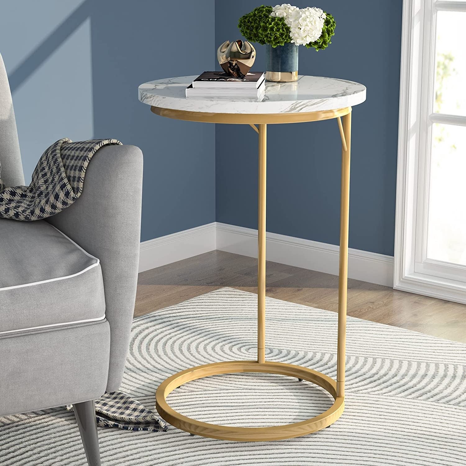 3-Tier Side Table， Rustic End Table with Storage Shelf