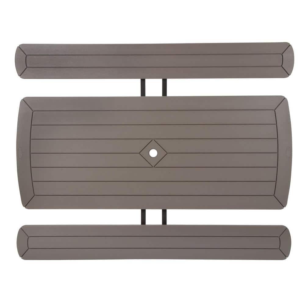 Cosco 6 ft Folding Blow Mold Picnic Table Gray Wood Grain with Brown Legs