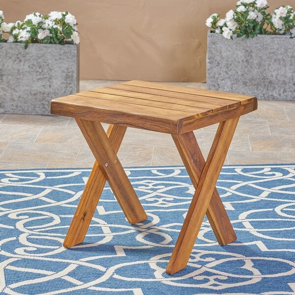 Sandblast Finished Acacia Wood Table Rusticstyle Table 18. 00 inches deep x 18. 00 inches wide x 18. 25 inches high