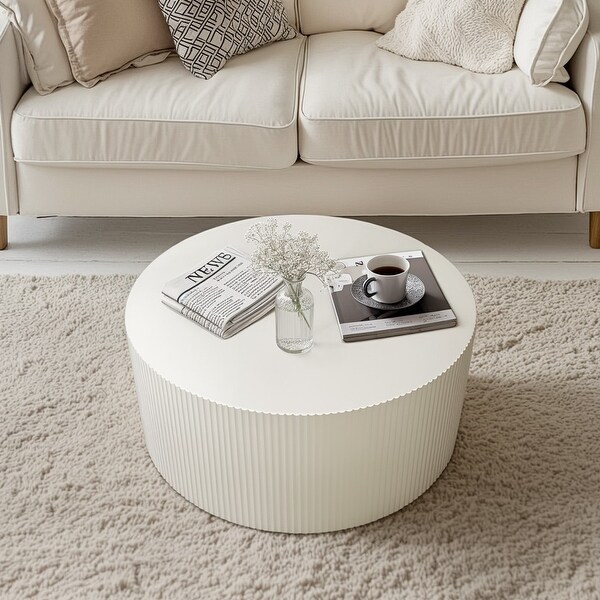 Minimalist Wave Stripe Coffee Table，Modern Round Coffee Table，Drum Circle Coffee Table for Living Room，Bedroom