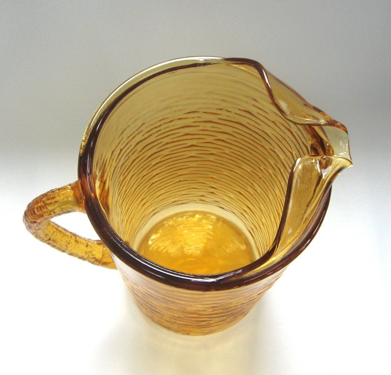 Honey Gold Amber Glass Water Beverage Pitcher Anchor Hocking 2 Quarts Vintage Kitchen 1960s