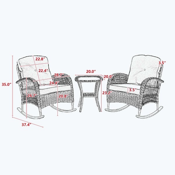 3pcs Outdoor Furniture Modern Wicker rocking chair set - Overstock - 37582713