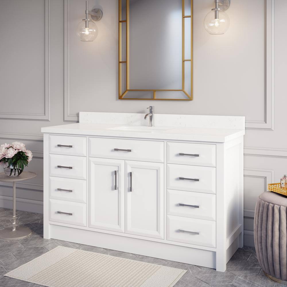 Studio Bathe Calais 60 in. Vanity in White with Solid Surface Vanity Top CALAIS 60 WH-SSC