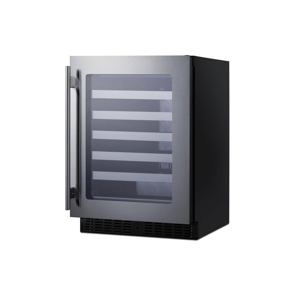 Summit Appliance 24 in. Shallow Depth Single Zone 33-Bottle Built-In Wine Cooler in Stainless Steel ADA Compliant ASDW2412