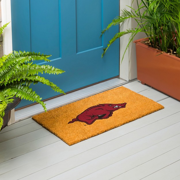 Evergreenncaaarkansas Razorbacks Logo Natural Coir 28 X 16 Inches Indoor Outdoor Doormat