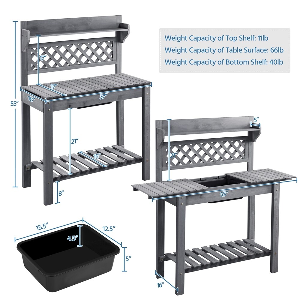 Yaheetech Garden Potting Bench Planting Table with Sliding Tabletop