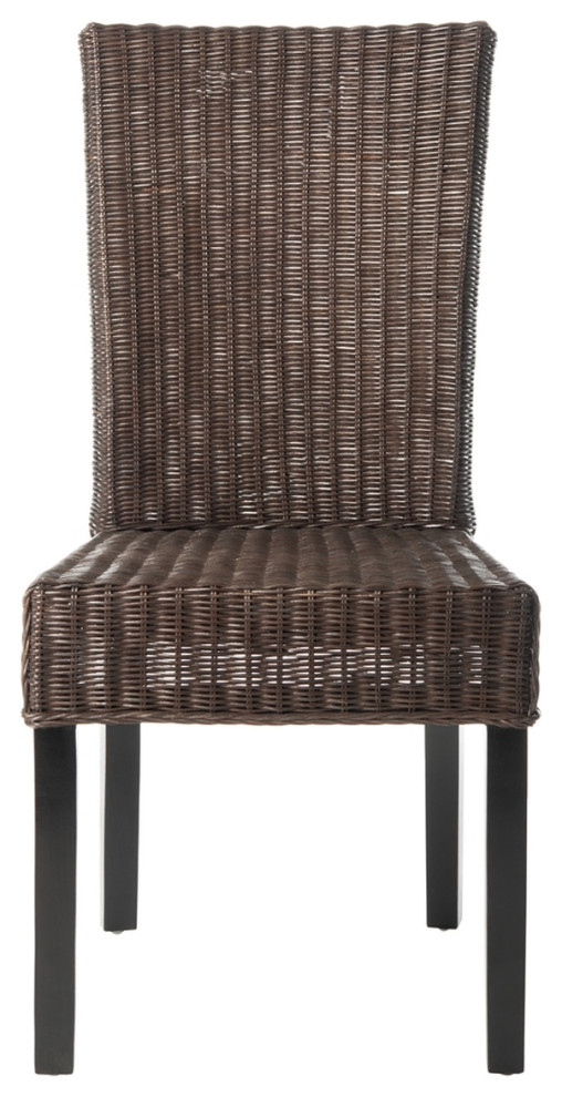 Barrano 18 quoth Wicker Side Chair (set Of 2) Dark Brown   Tropical   Dining Chairs   by Peachtree Fine Furniture  Houzz