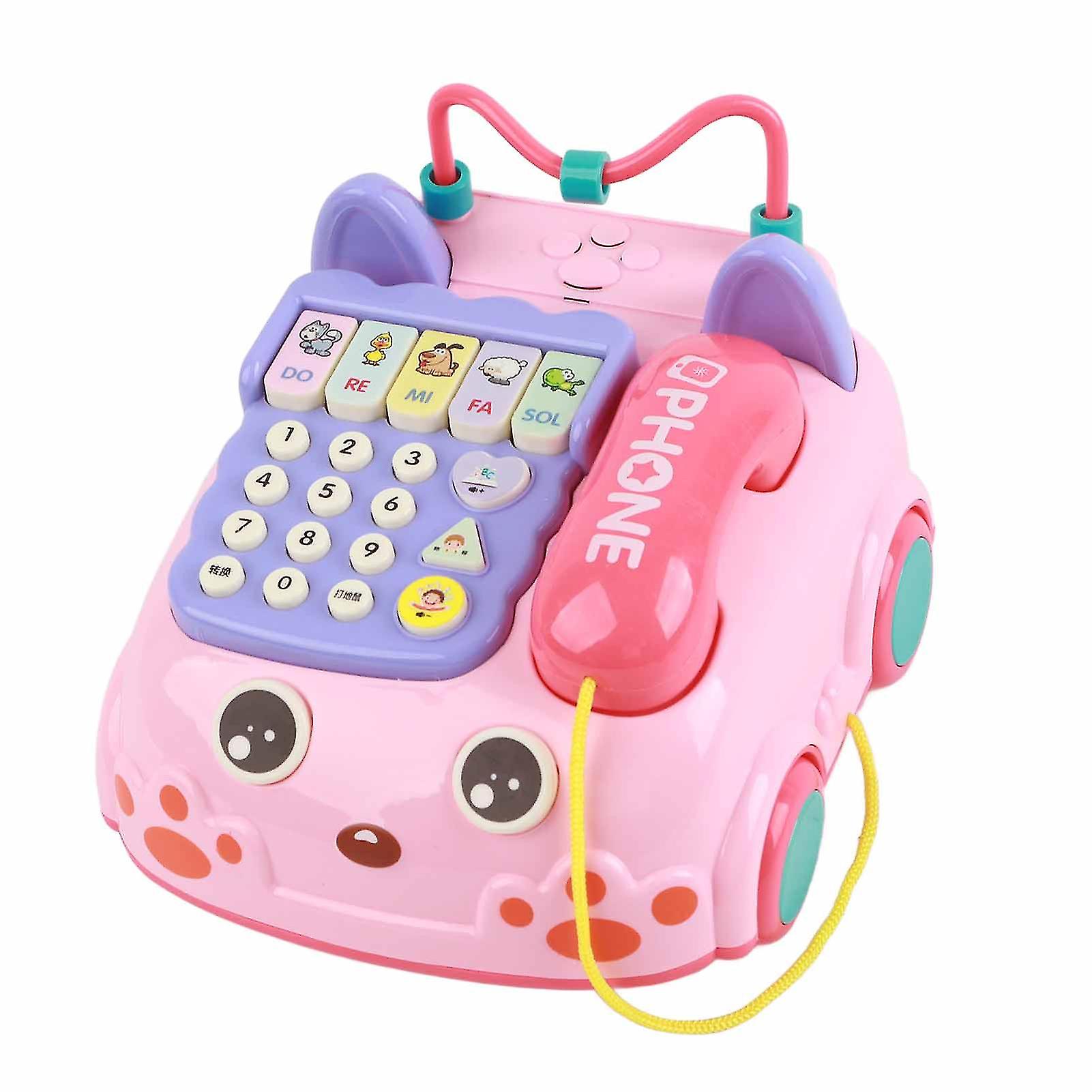 Toy Telephone Ordinary Battery Medium Telephone Simulation Educational Baby Telephone Toy Pink