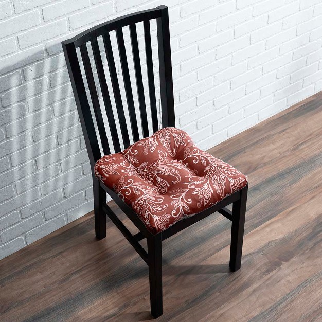 Ellis Curtain Lexington Leaf Pattern On Colored Ground Chair Pad Brick