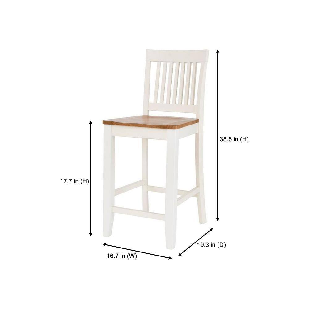 StyleWell Scottsbury Ivory Wood Counter Stools with Slat Back and Honey Seat (Set of 2) DC 2004 CTR-I-H