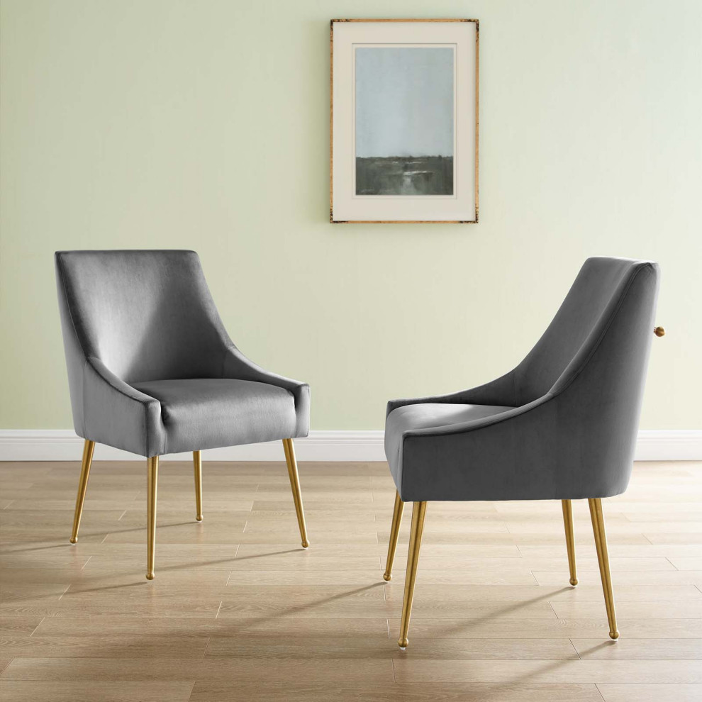 Side Dining Chair  Set of 2  Velvet  Metal  Green  Modern  Bistro Restaurant   Midcentury   Dining Chairs   by House Bound  Houzz