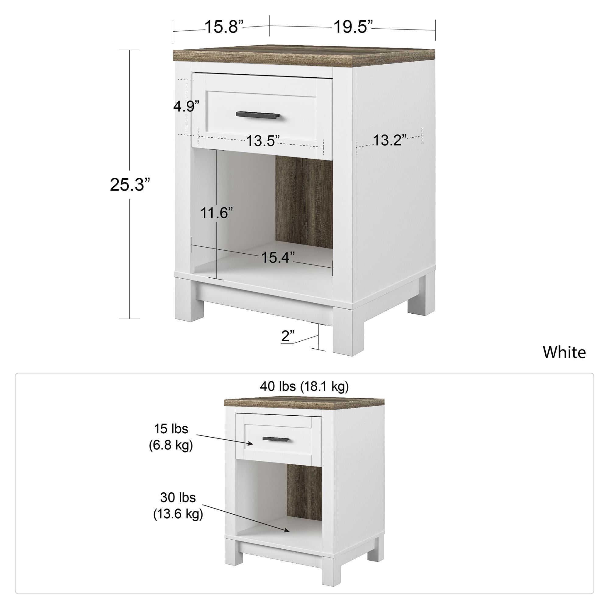 Ameriwood Home Bay Hills Nightstand, White