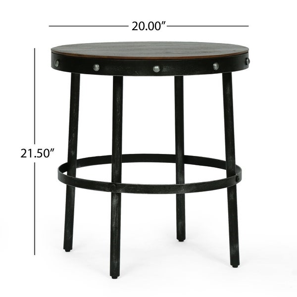 Rivet Modern Industrial Handcrafted Round Mango Wood Side Table by Christopher Knight Home - 20.00