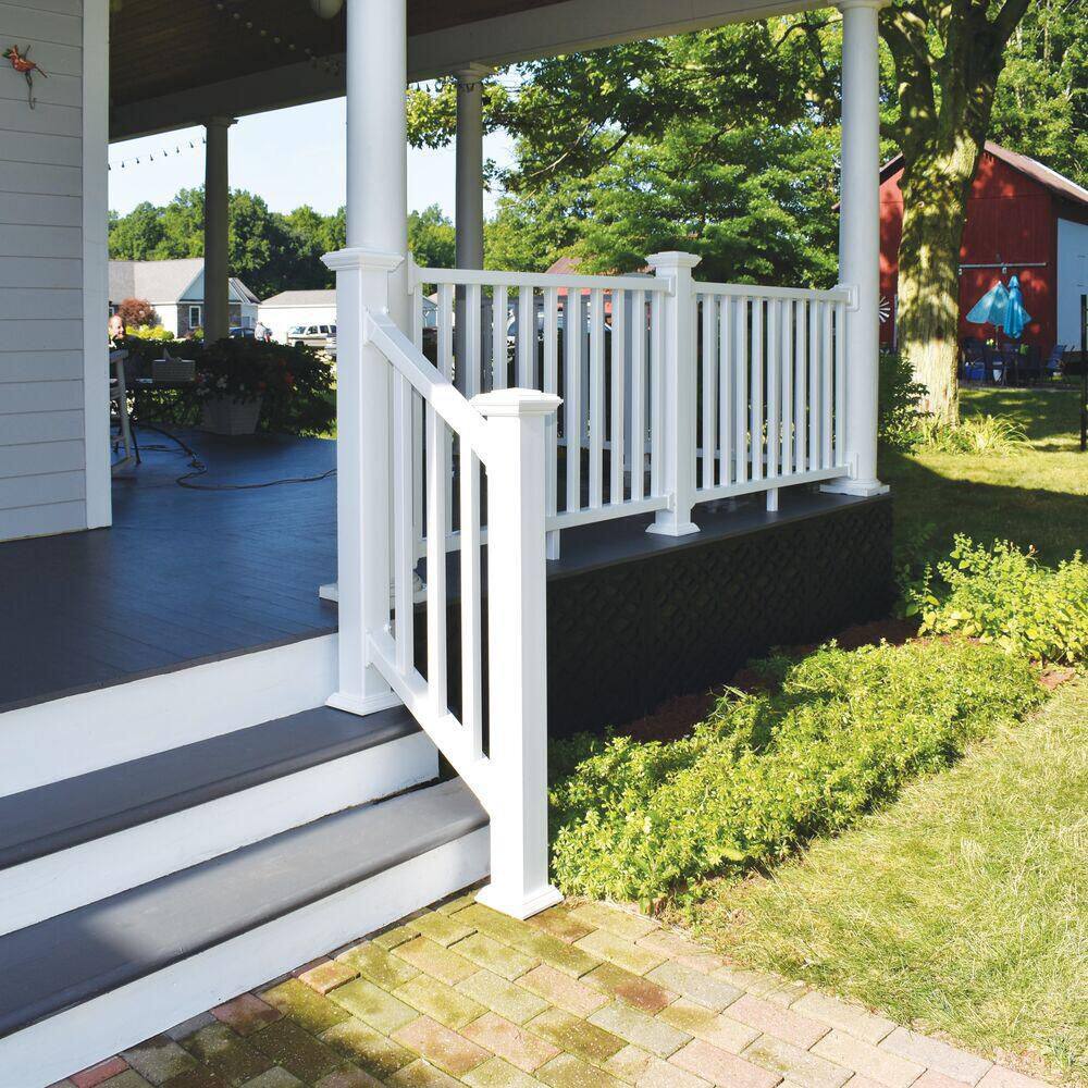 Barrette Outdoor Living Select 8 ft. x 36 in. White Vinyl Stair Rail Kit with Square Balusters 73024863