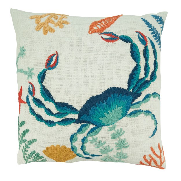 Saro Lifestyle Down filled Crab Design Throw Pillow