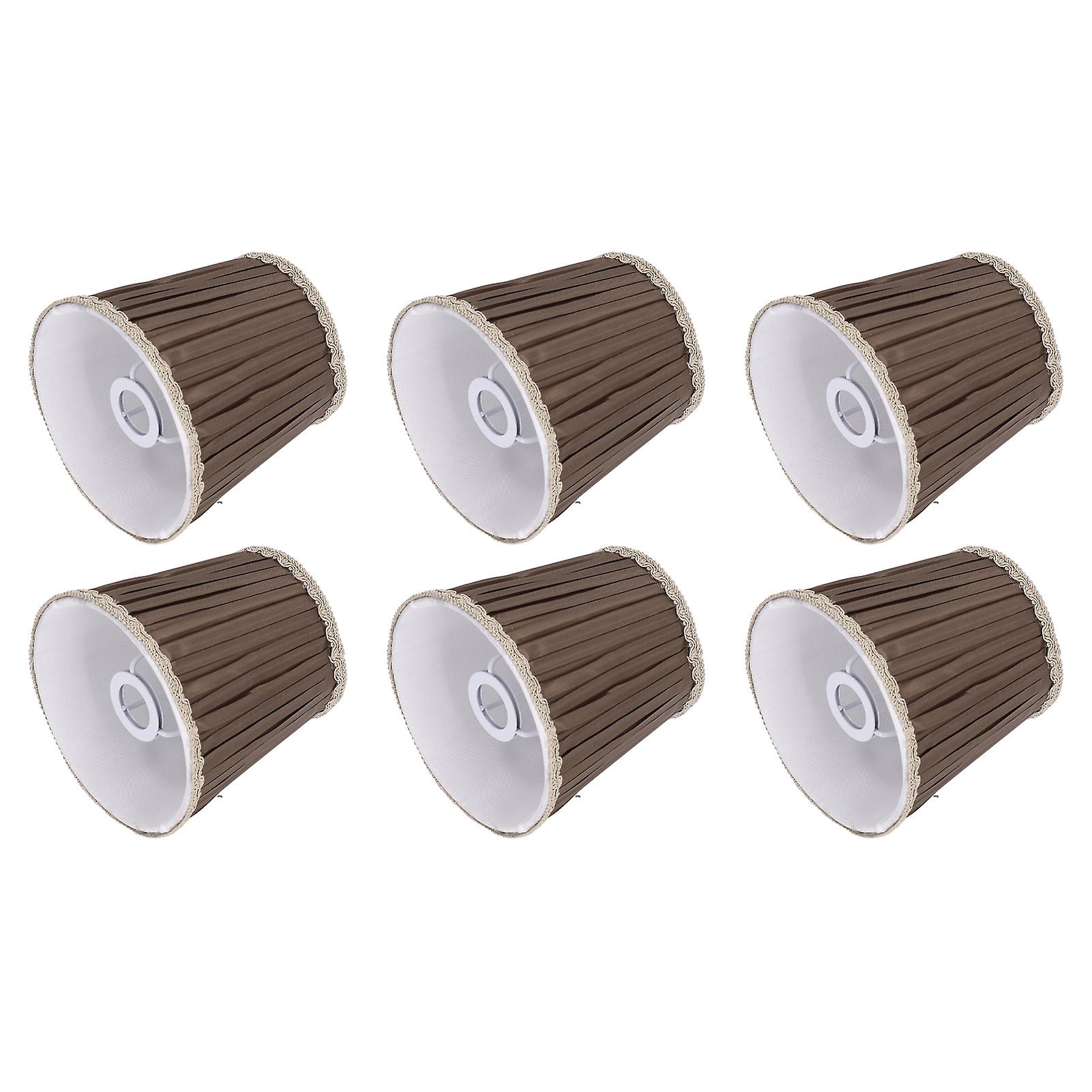 6pcs Table Lamp Shades Coffee Color Fabric Lampshade With Ruffles For E14 Chandelier Ceiling Desk Lamp