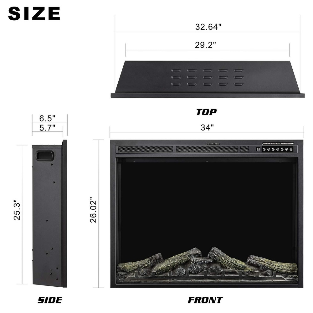 Electric 750W/1500W Infrared Fireplace with Timer and Remote Control