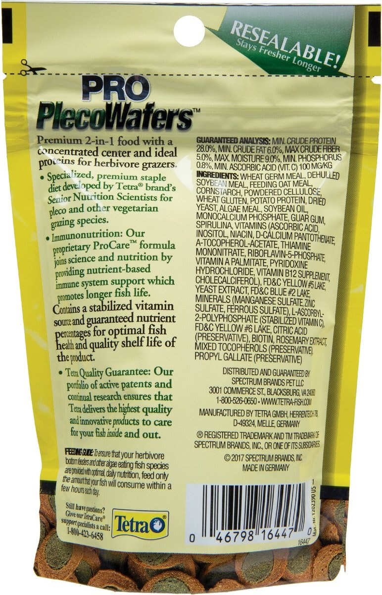 Tetra PRO PlecoWafers Complete Diet for Algae Eaters Fish Food