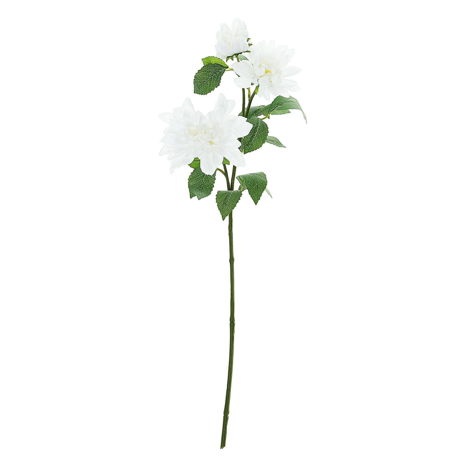 White Artificial Dahlia Silk Flower Stems, Faux Floral Spray 30