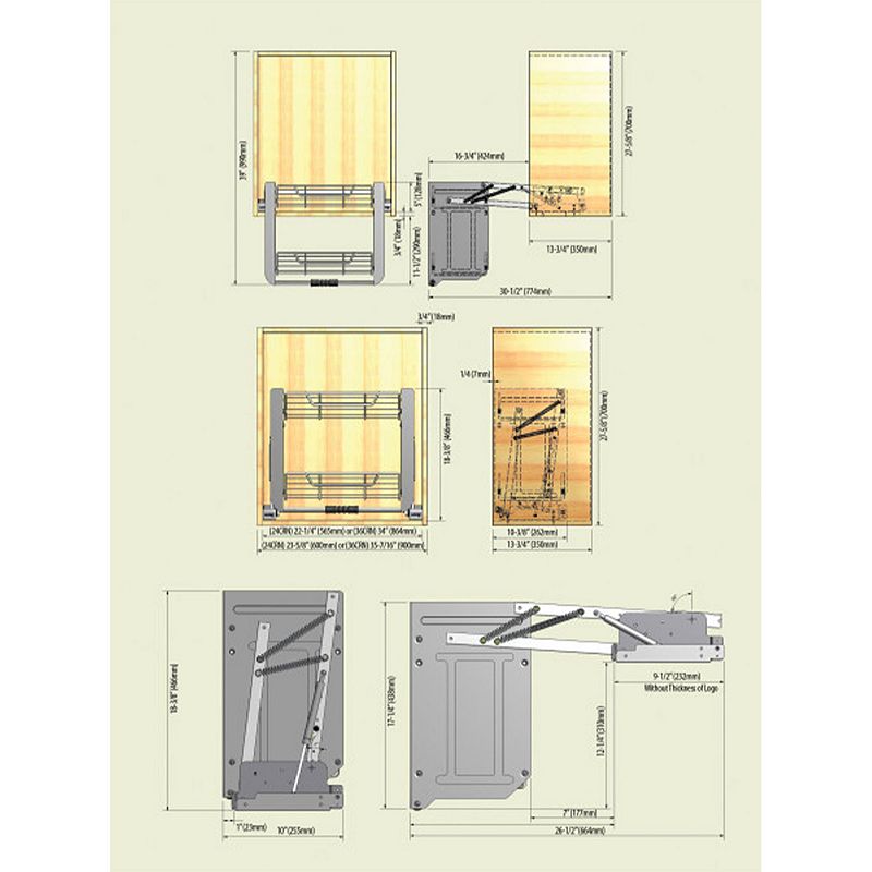 Rev-A-Shelf 36 Kitchen Pull-Down Wall Cabinet Shelf System， Gray， 5PD-36FOG