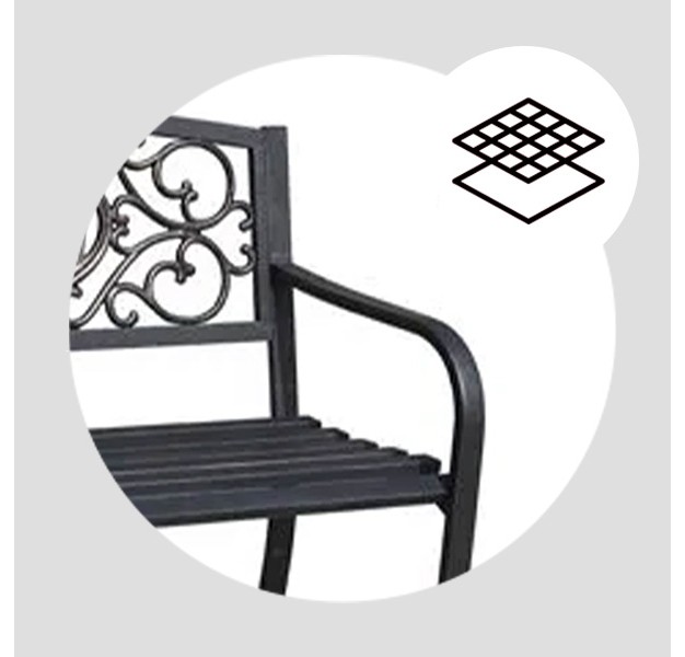 Four Seasons Courtyard Welcome Outdoor Patio Park Bench Durable Powder Coated Steel Framed Garden Or Walking Path Seat With 500 Pound Capacity Black