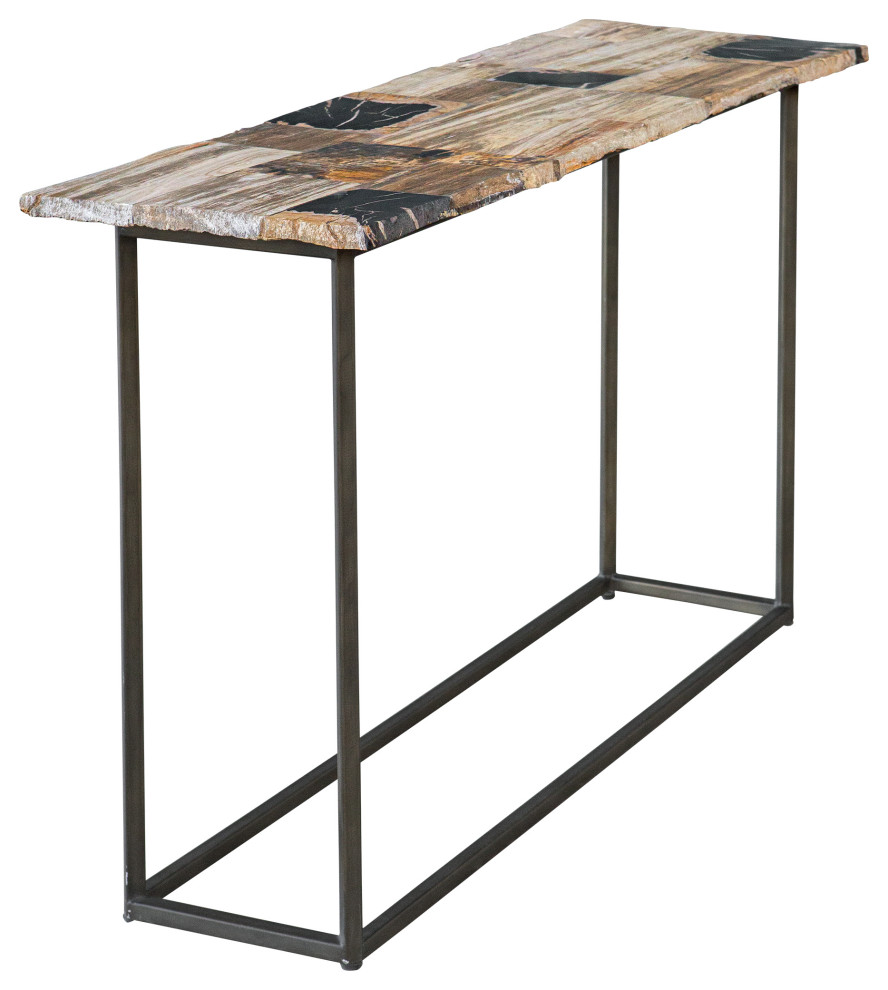 Uttermost 25498 Iya Petrified Wood Console Table   Industrial   Console Tables   by Lighting World Decorators  Houzz