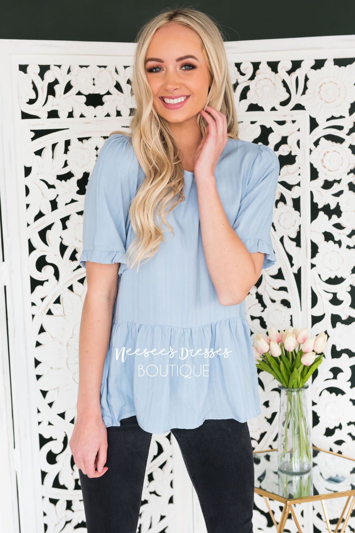 Cool Moves Modest Peplum Blouse