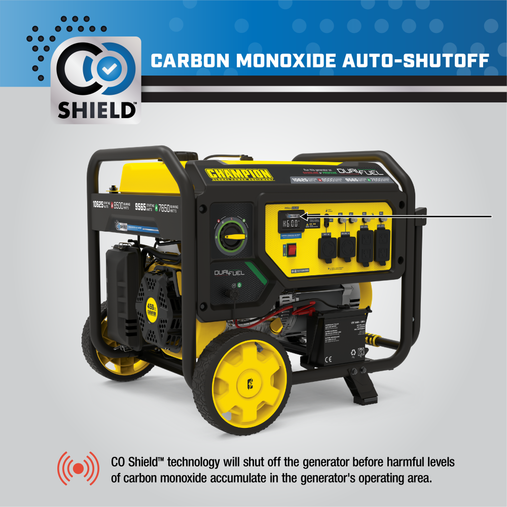 Champion 8500 Watt Dual Fuel Portable Generator with CO Shield ;