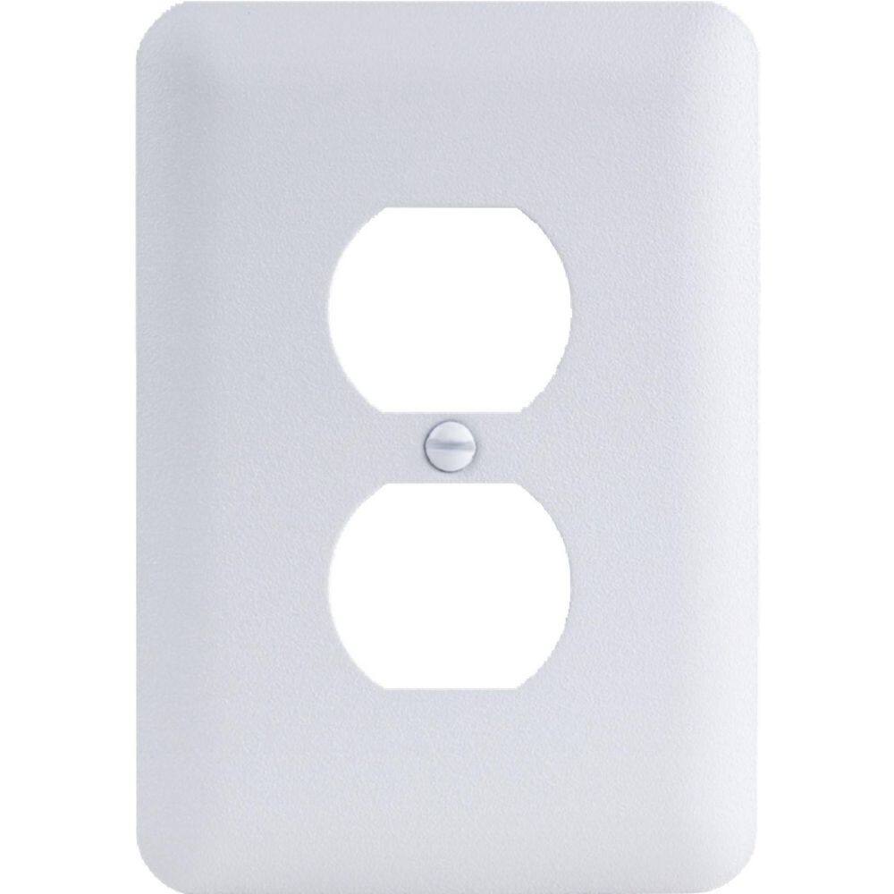 Hampton Bay Perry 1-Gang Duplex Metal Wall Plate White (TexturedPaintable Finish) BPMTMW-D