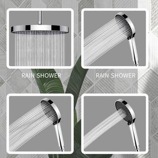 GIVING TREE 4-Spray Patterns Pressure-boosting 10 in. Rain Head with 5 in. Handheld Shower Head in Brushed Nickel（Valve not include) HDFFBT701PJ-NS