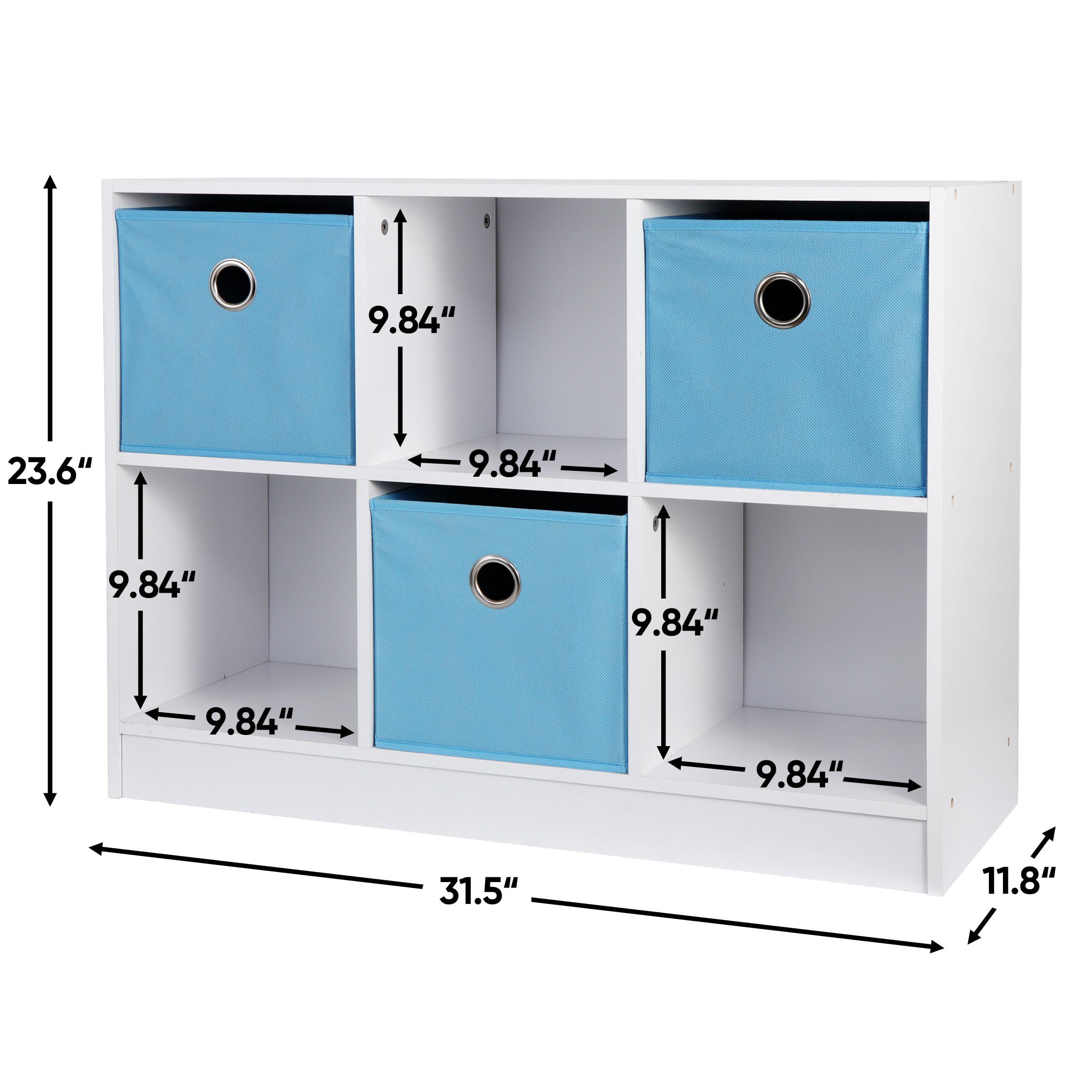 HomGarden 2-Tier 6 Cubes Storage Organizer 3 Shelves, Wooden Cabinet with 3 Drawers Home, White