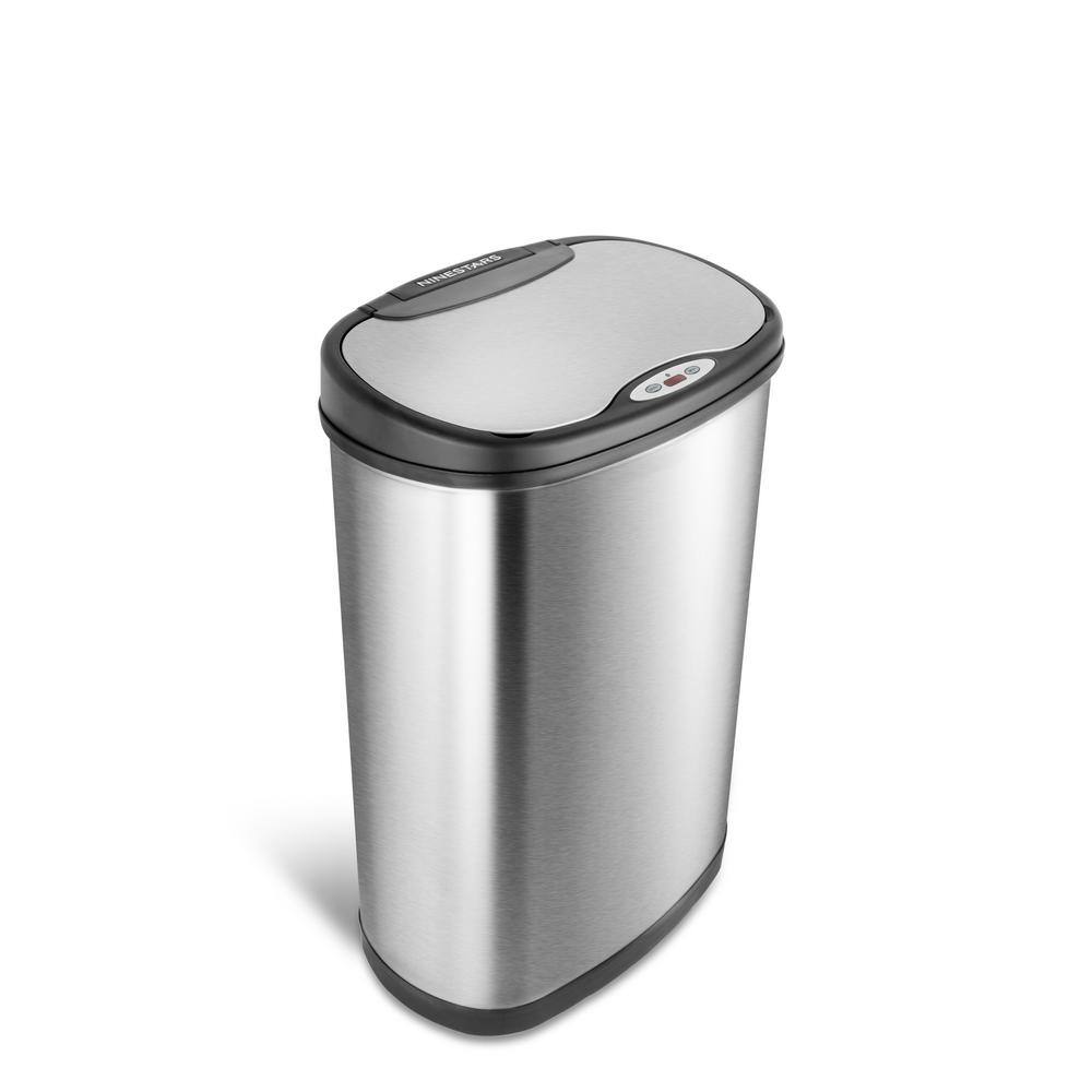 NINESTARS 13.2 Gal. Hands-Free Infrared Motion Sensor Trash CanStainless Steel Trash Cab DZT-50-13