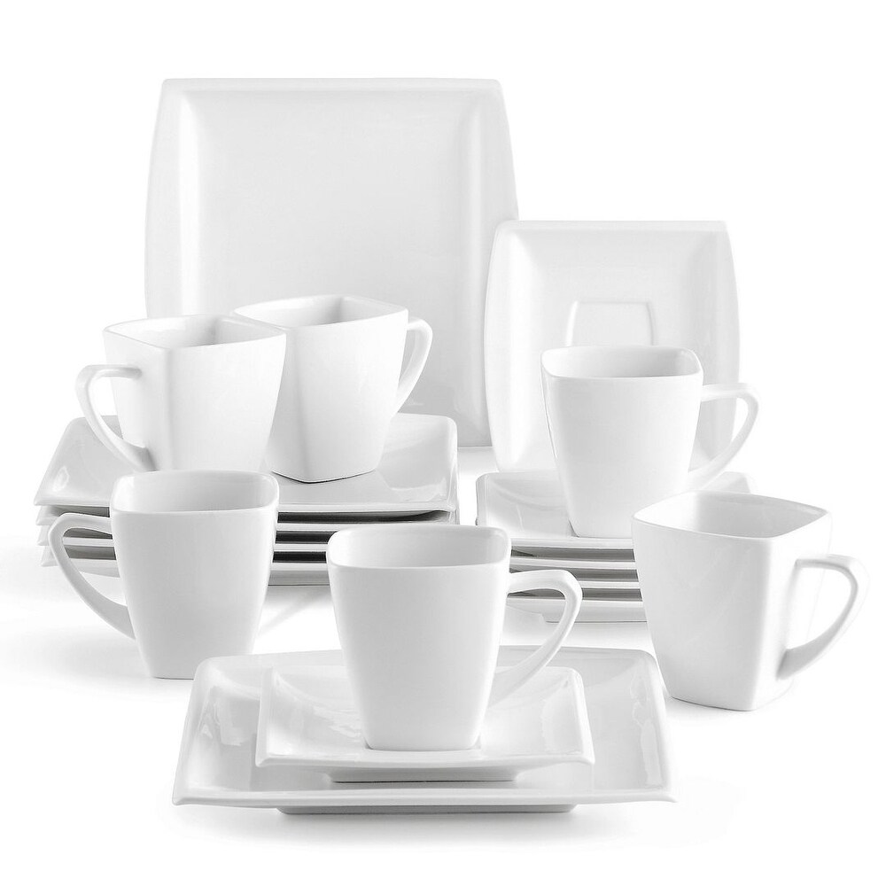 MALACASA Blance 18 Piece Porcelain Dessert Set (Service for 6)