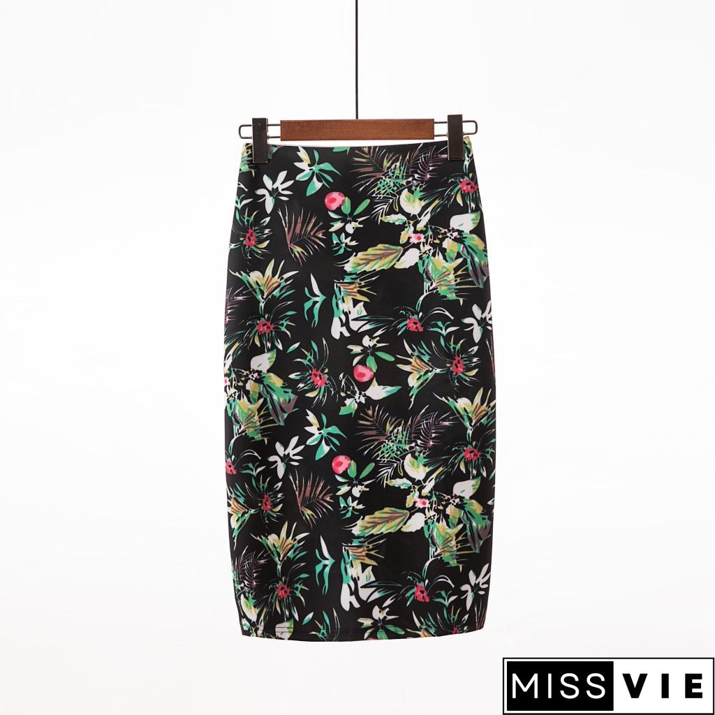 Casual Plus Size Printed Skirt